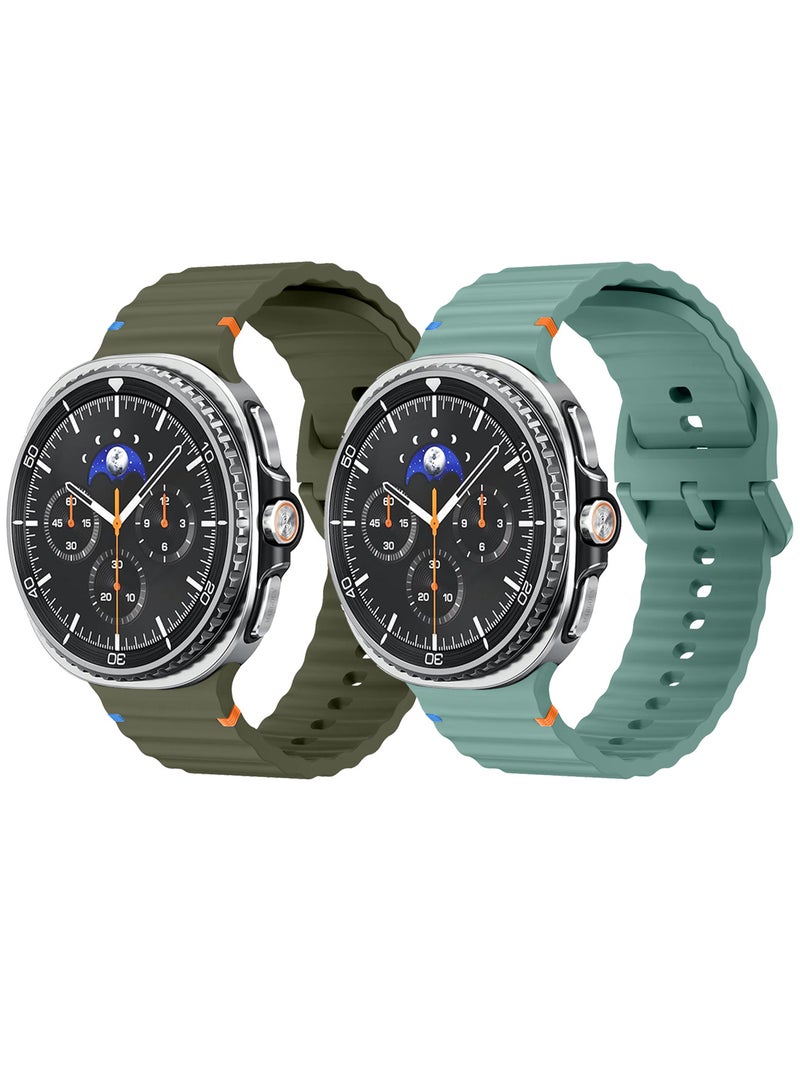 CATANES 2 Packs Silicone Ocean Band for Samsung Galaxy Watch 8 Classic 46mm and Watch 8 40mm 44mm - Sport Band Strap - Image 2