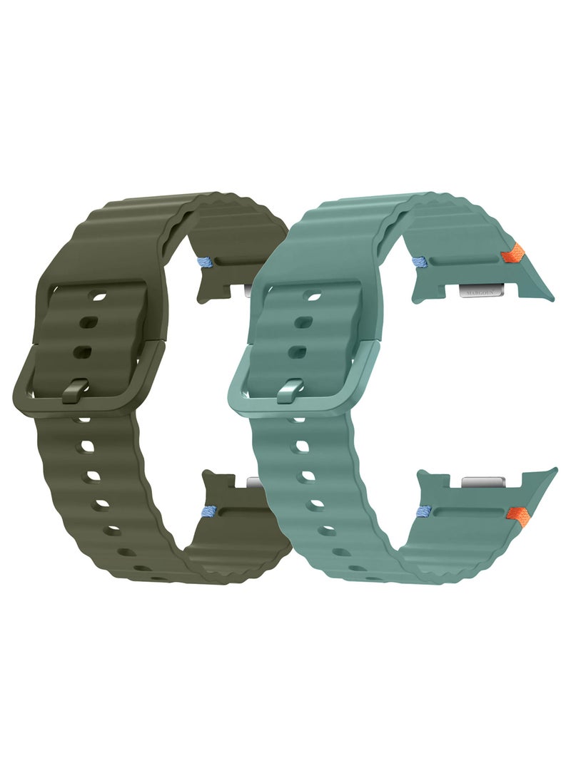 CATANES 2 Packs Silicone Ocean Band for Samsung Galaxy Watch 8 Classic 46mm and Watch 8 40mm 44mm - Sport Band Strap - Image 1