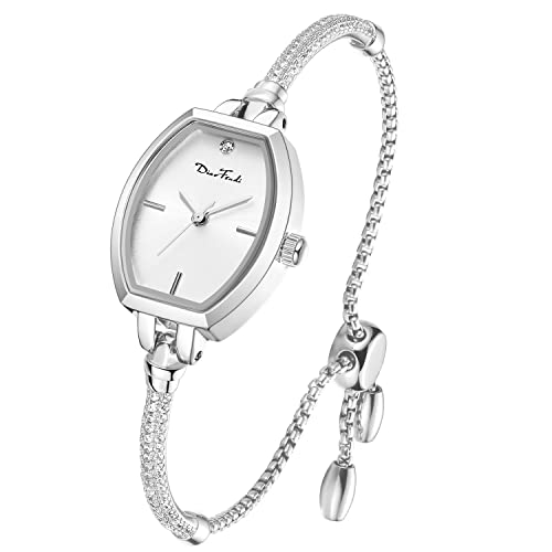 Diaofendi Petite Bracelet Watch for Women, Gifts for Girlfriend Diamond Dress Analog Watch Waterproof (All Silver) - Image 1