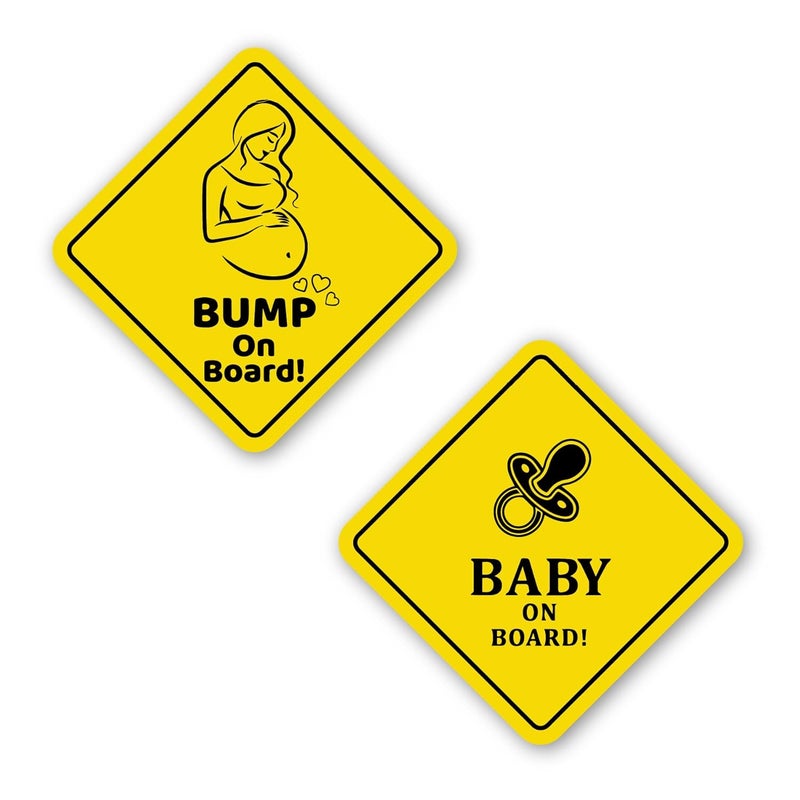 Stickloop Bump On Board and Baby On Board Car Sticker | Pregnant Women and Kids Safety Sign Window Sticker for Vehicle Glass (Bump & Baby On Board) - Image 1