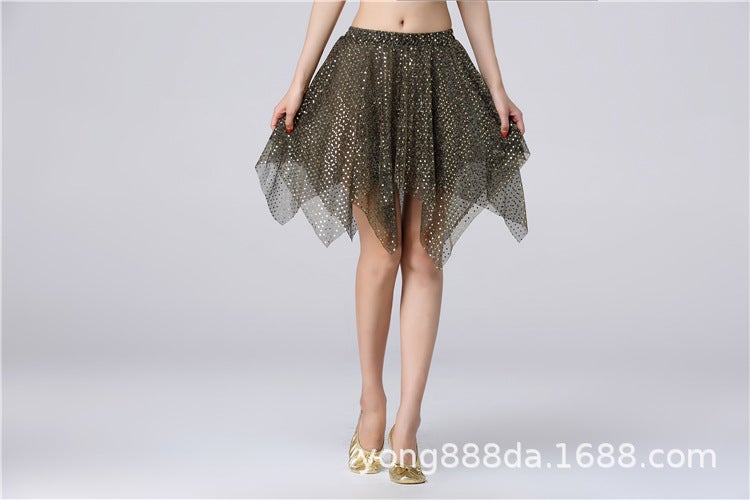 Elegant Latin Dance Dress with Glitter Accents Black Gold 