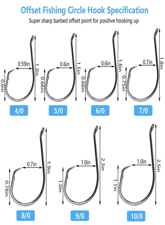 FUSIGO Offset Circle Hooks Saltwater, 110pcs Catfish Octopus Fishing Hook 2X Strong Saltwater Surf Hooks Catfishing Tackle Size 8/0#-Black - Image 4