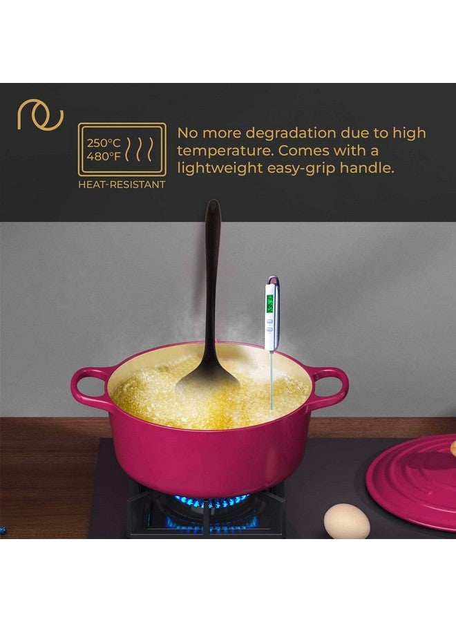 FrenchWare ملعقة سيليكون فرنسية للمطبخ (طقم من 3، أسود) ملعقة صغيرة غير لاصقة، ملعقة وفرشاة للطهي والخبز، مصنوعة من مواد غذائية وخالية من BPA، نواة من الفولاذ المقاوم للصدأ مقاومة للحرارة من -40°C إلى 230°C (أسود) - Image 4