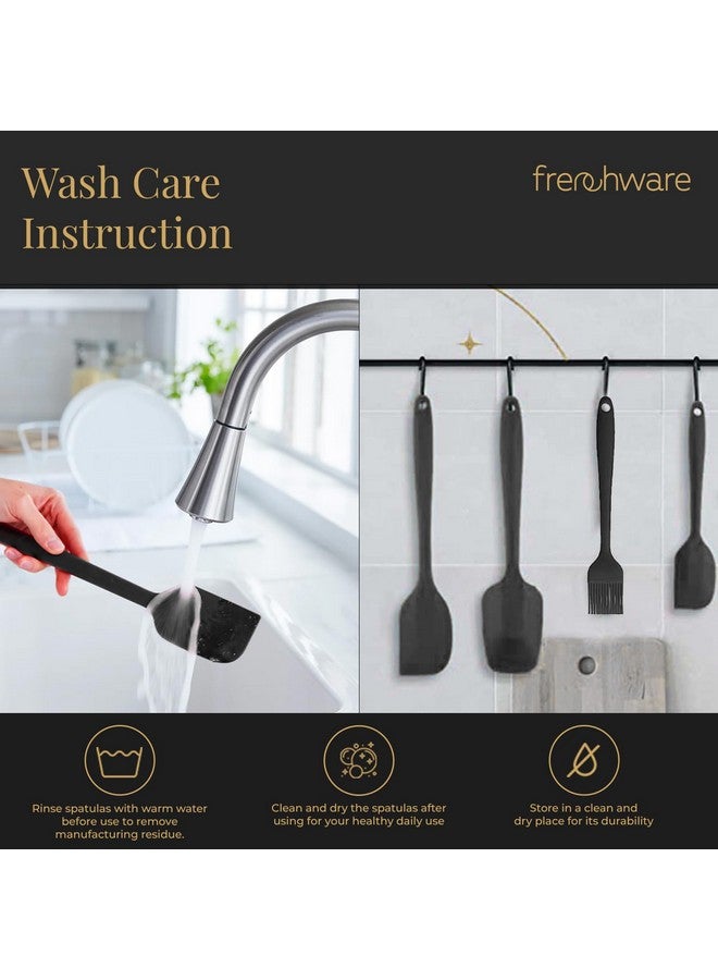 FrenchWare ملعقة سيليكون فرنسية للمطبخ (طقم من 3، أسود) ملعقة صغيرة غير لاصقة، ملعقة وفرشاة للطهي والخبز، مصنوعة من مواد غذائية وخالية من BPA، نواة من الفولاذ المقاوم للصدأ مقاومة للحرارة من -40°C إلى 230°C (أسود) - Image 5