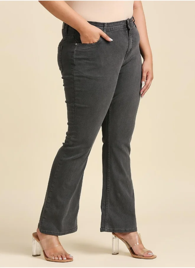 هاي ستار Women Grey Bootcut Stretchable Jeans