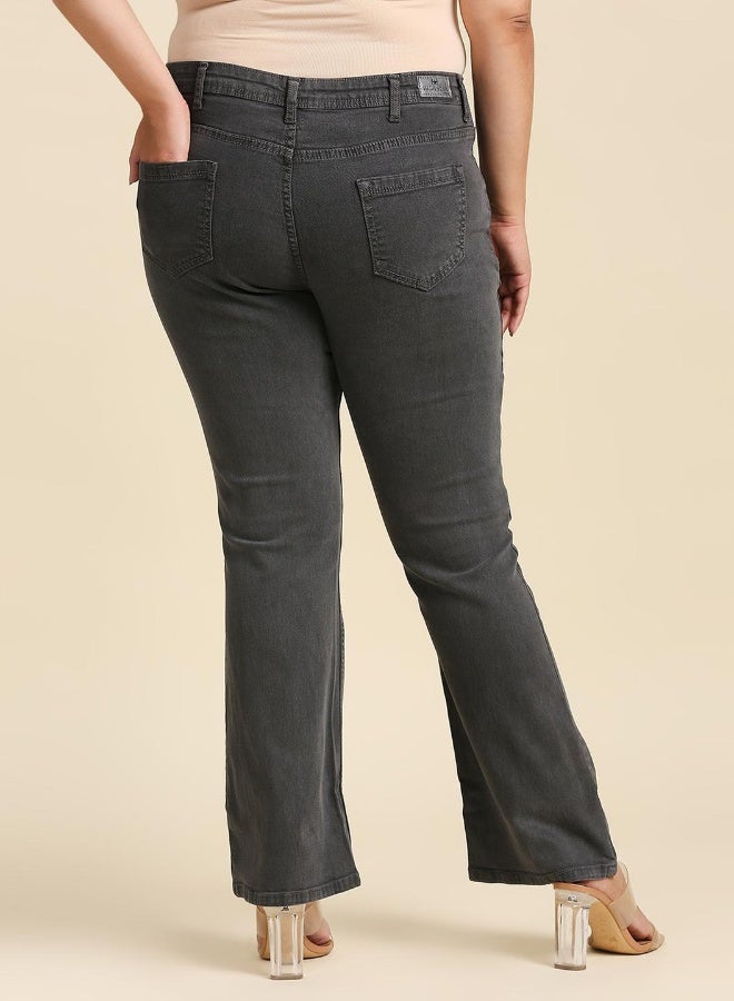 HIGH STAR Women Grey Bootcut Stretchable Jeans  - Image 5