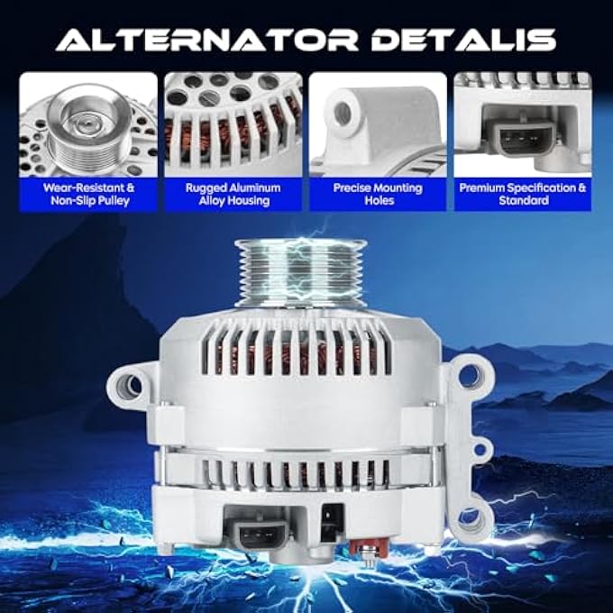 SEHNSUCHT Alternator Replacement New Fit for for Ford E-350 Econoline 1995-1998, for Ford E-350 Econoline Club Wagon 1995-2002, for Ford E-350 Super Duty 1999-2003, for Ford F-350 1995-1997, Replace for 3342253 - Image 2