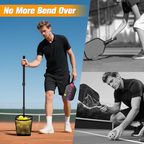 Retrora Pickleball Retriever for 40 Balls Pickleball Picker Upper Pickleball Hopper Tube with Telescopic Stainless Steel Handle - Image 3