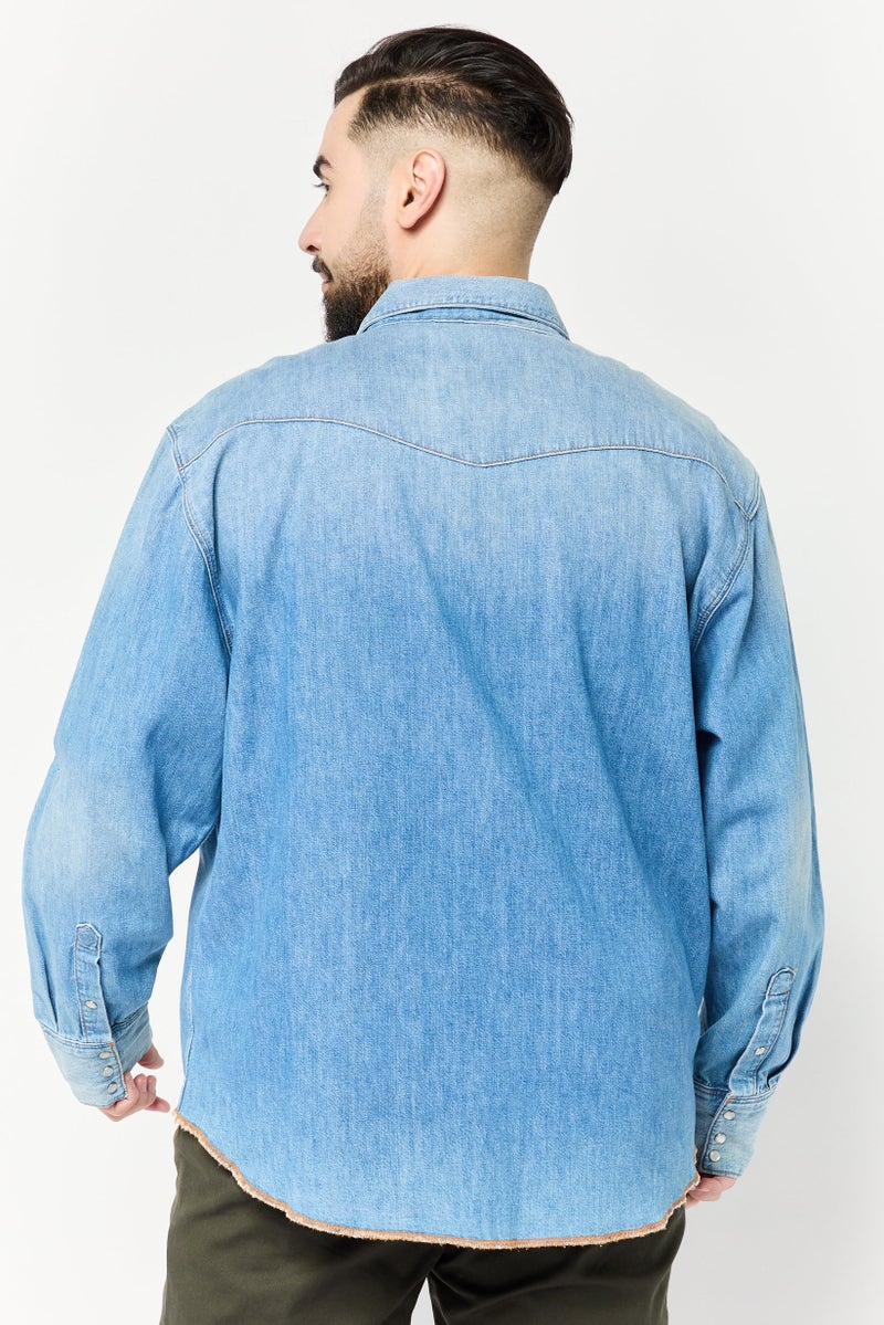 GANT Men Regular Fit Washed Long Sleeves Denim Shirt, Blue - Image 4