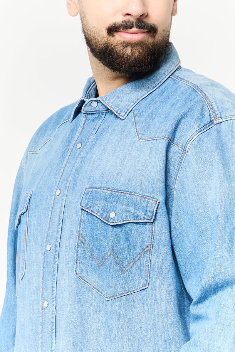 GANT Men Regular Fit Washed Long Sleeves Denim Shirt, Blue - Image 3