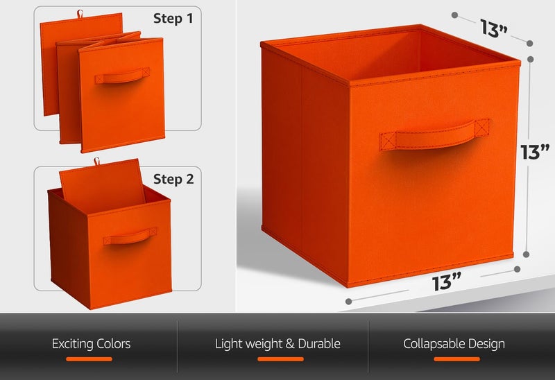 Sorbus Fabric Storage Cubes - 8 Foldable Storage Bins for Organizing Pantry, Cubbies, Toy Box - Clothes Storage & Closet Organizer - 13 Inch Collapsible Cube Baskets for Shelves with Handle - Image 2