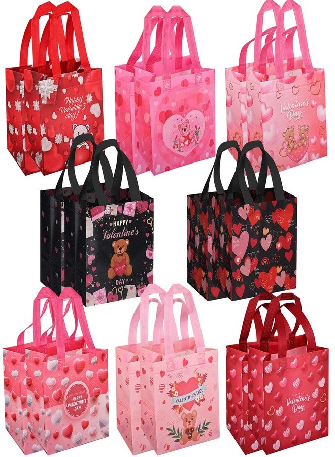 DECEED 16PCS Happy Valentine's Day Gift Bags With Handle - Tote Bags for Kid's Classroom Goodie Bag - Party Supplies - Image 1