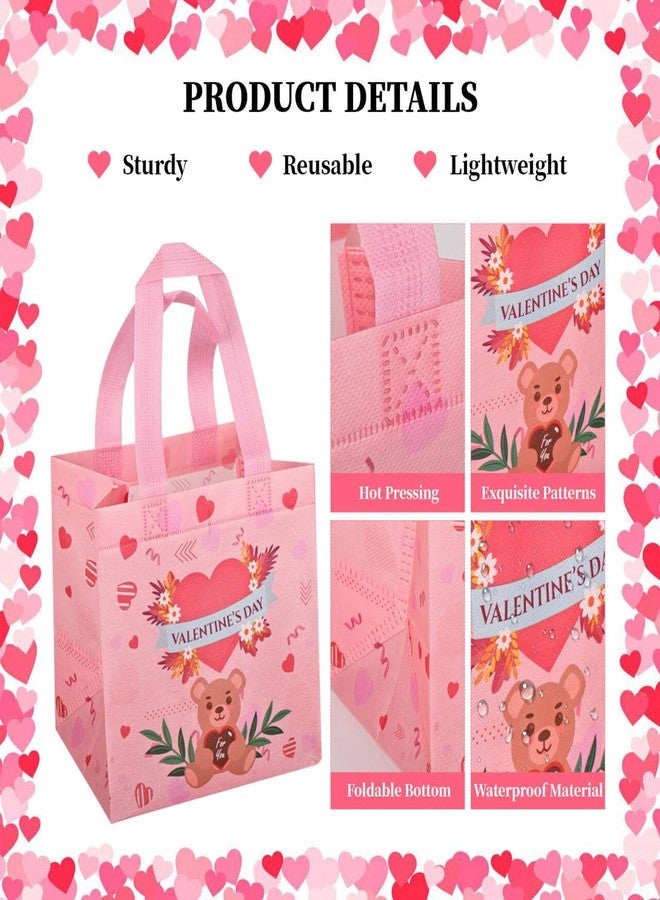 DECEED 16PCS Happy Valentine's Day Gift Bags With Handle - Tote Bags for Kid's Classroom Goodie Bag - Party Supplies - Image 5