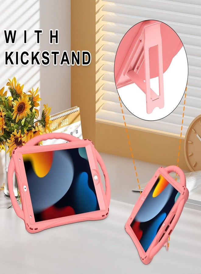 TOPESCT Kids Case for 10.2" iPad 9th/8th/7th Gen - Made of Kid-Friendly Silicone, with Built-in Screen Protector, Shockproof Handle Stand Case for iPad 9/8/7 Gen 10.2 inch (Pink) - Image 3