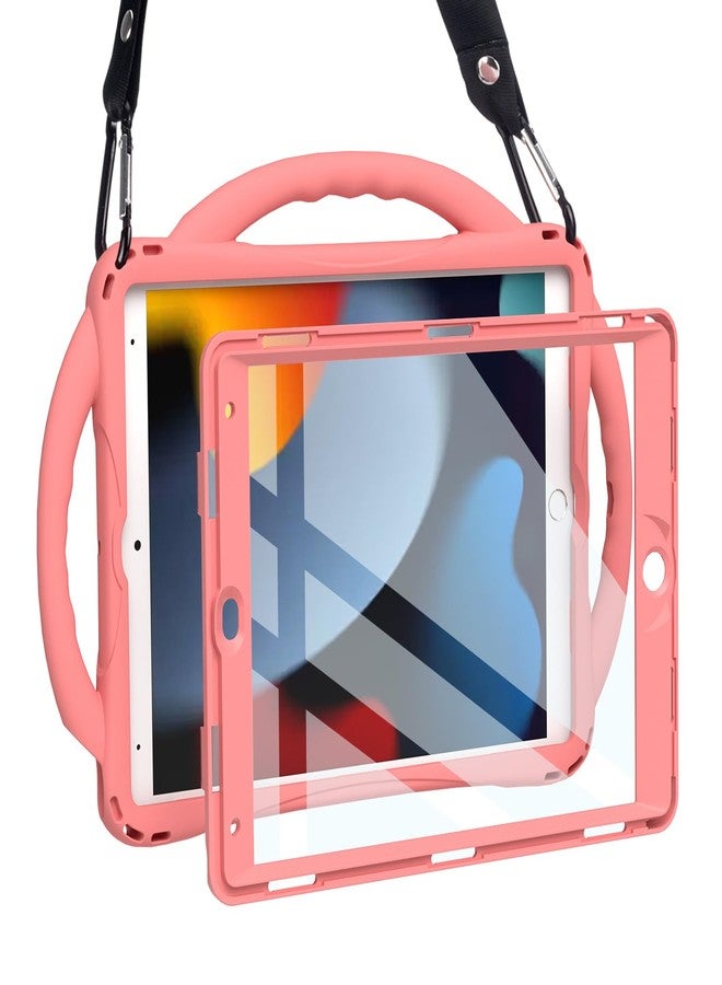 TOPESCT Kids Case for 10.2" iPad 9th/8th/7th Gen - Made of Kid-Friendly Silicone, with Built-in Screen Protector, Shockproof Handle Stand Case for iPad 9/8/7 Gen 10.2 inch (Pink) - Image 1