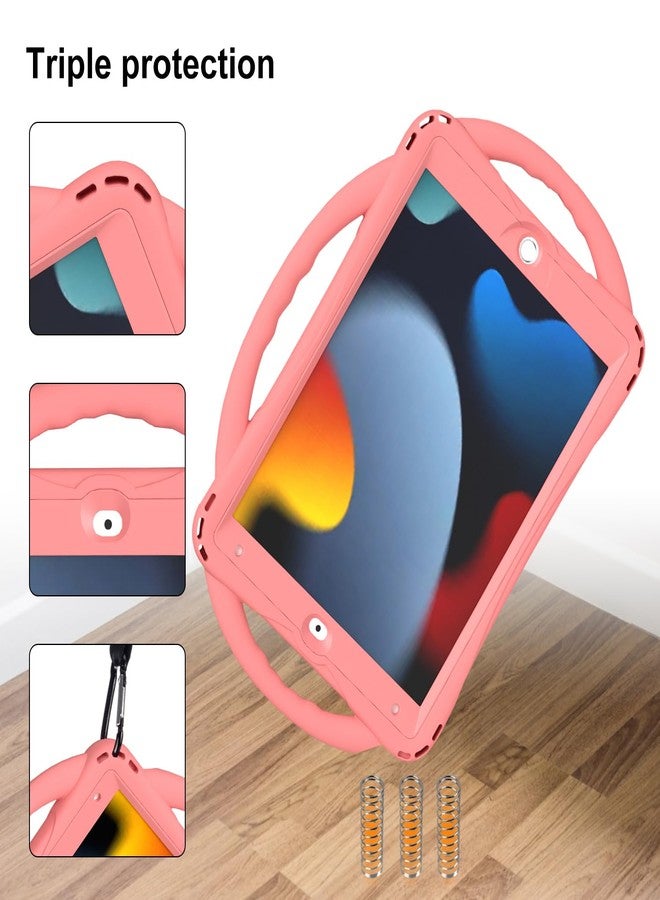 TOPESCT Kids Case for 10.2" iPad 9th/8th/7th Gen - Made of Kid-Friendly Silicone, with Built-in Screen Protector, Shockproof Handle Stand Case for iPad 9/8/7 Gen 10.2 inch (Pink) - Image 2