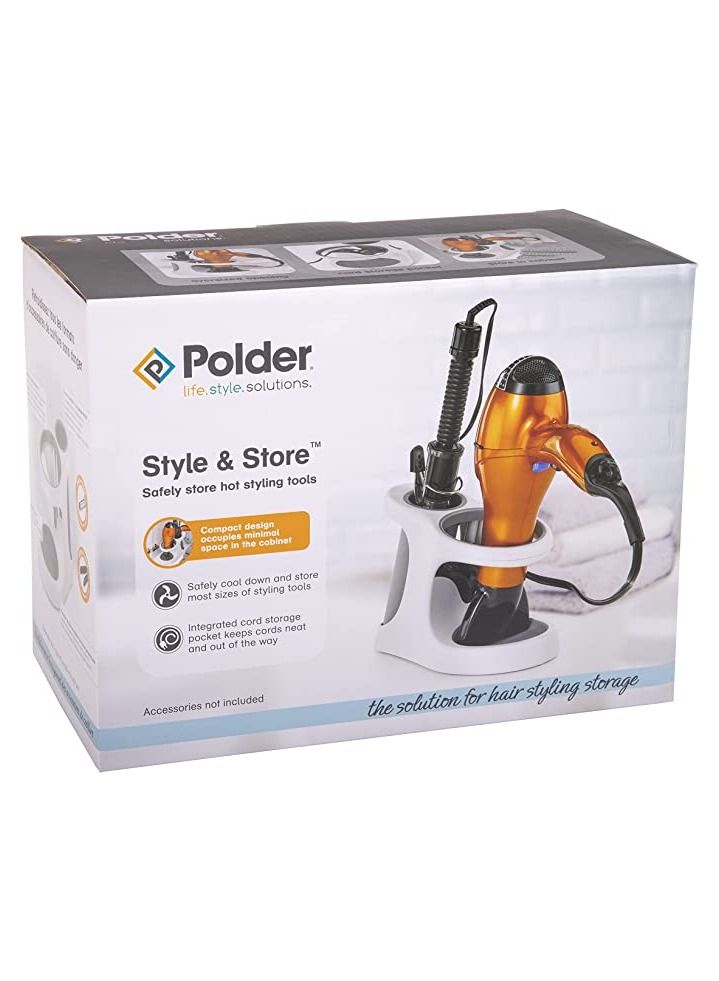 Polder Holder for Organizing Hair Dryer Tools Modern Design Grey - Image 4