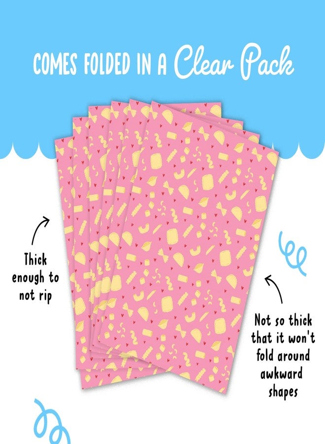 CENTRAL 23 Pink Wrapping Paper - Pasta Love Hearts - 6 Sheets Gift Wrap For Christmas Birthday Wedding Anniversary - Includes Tags - Funny Giftwraps For Women Men Him Her Adult Friends - Image 4