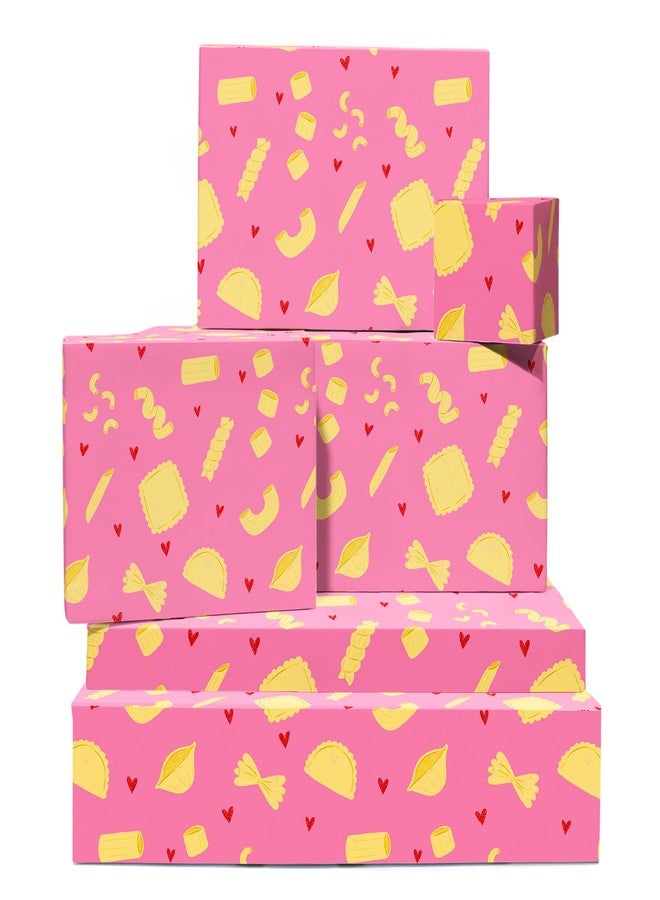 CENTRAL 23 Pink Wrapping Paper - Pasta Love Hearts - 6 Sheets Gift Wrap For Christmas Birthday Wedding Anniversary - Includes Tags - Funny Giftwraps For Women Men Him Her Adult Friends - Image 1