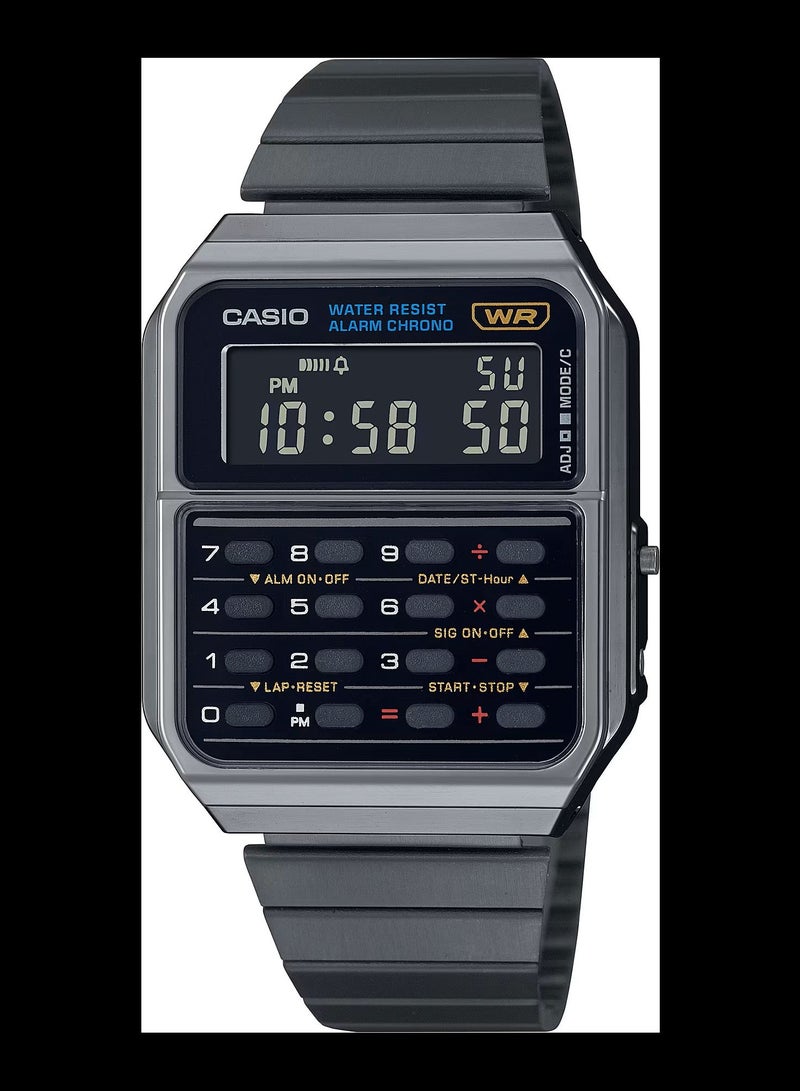 CASIO ساعة حاسبة رقمية كلاسيكية من الفولاذ المقاوم للصدأ CA-500WEGG-1BDF - Image 1