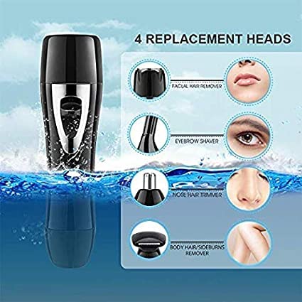 Cleanfly 4 in 1 USB Rechargeable Waterproof Painless Facial Hair, Eyebrow, Nose Electric Trimmer for Women (Black) - Image 4