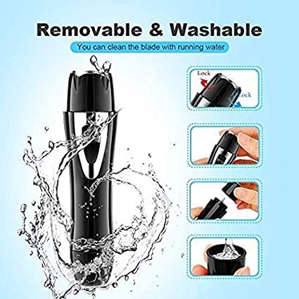 Cleanfly 4 in 1 USB Rechargeable Waterproof Painless Facial Hair, Eyebrow, Nose Electric Trimmer for Women (Black) - Image 3