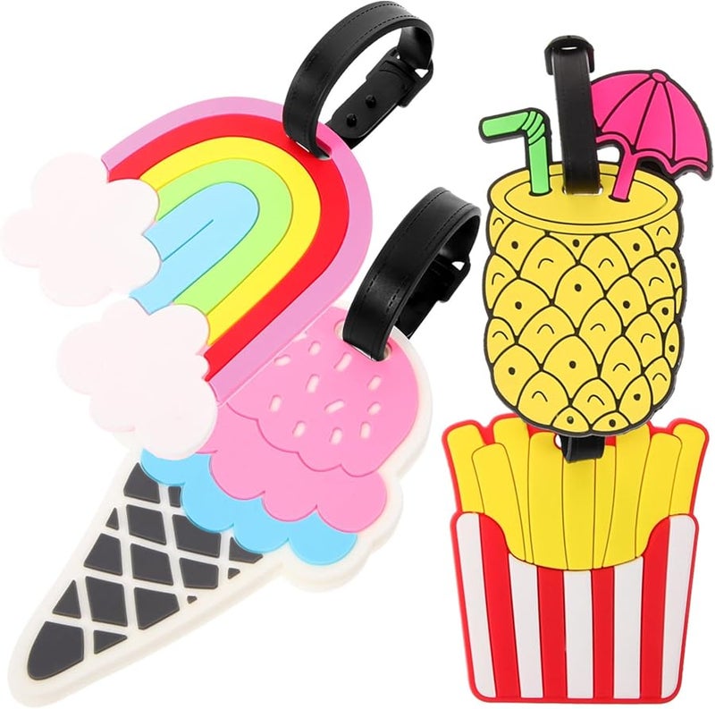 مجموعة بطاقات الأمتعة الكرتونية المصنوعة من السيليكون (4 قطع) للحقائب والمتعلقات السفرية - Image 2