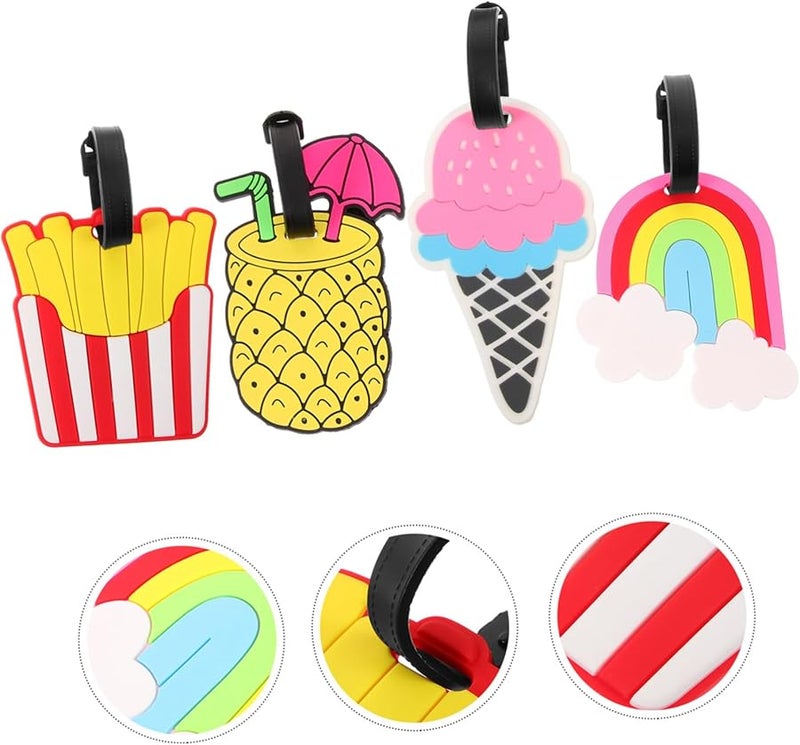 مجموعة بطاقات الأمتعة الكرتونية المصنوعة من السيليكون (4 قطع) للحقائب والمتعلقات السفرية - Image 4