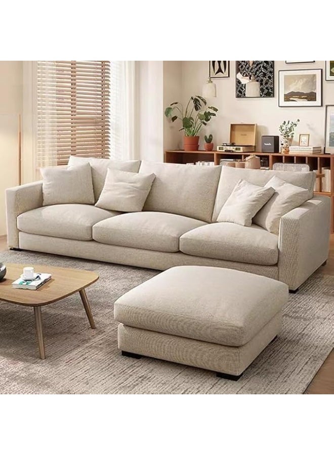Poppins Home Poppins HOME modern couch simple sofa minimalist special down white sofa designs sofa set furniture living room (3+Ottoman) - Image 1
