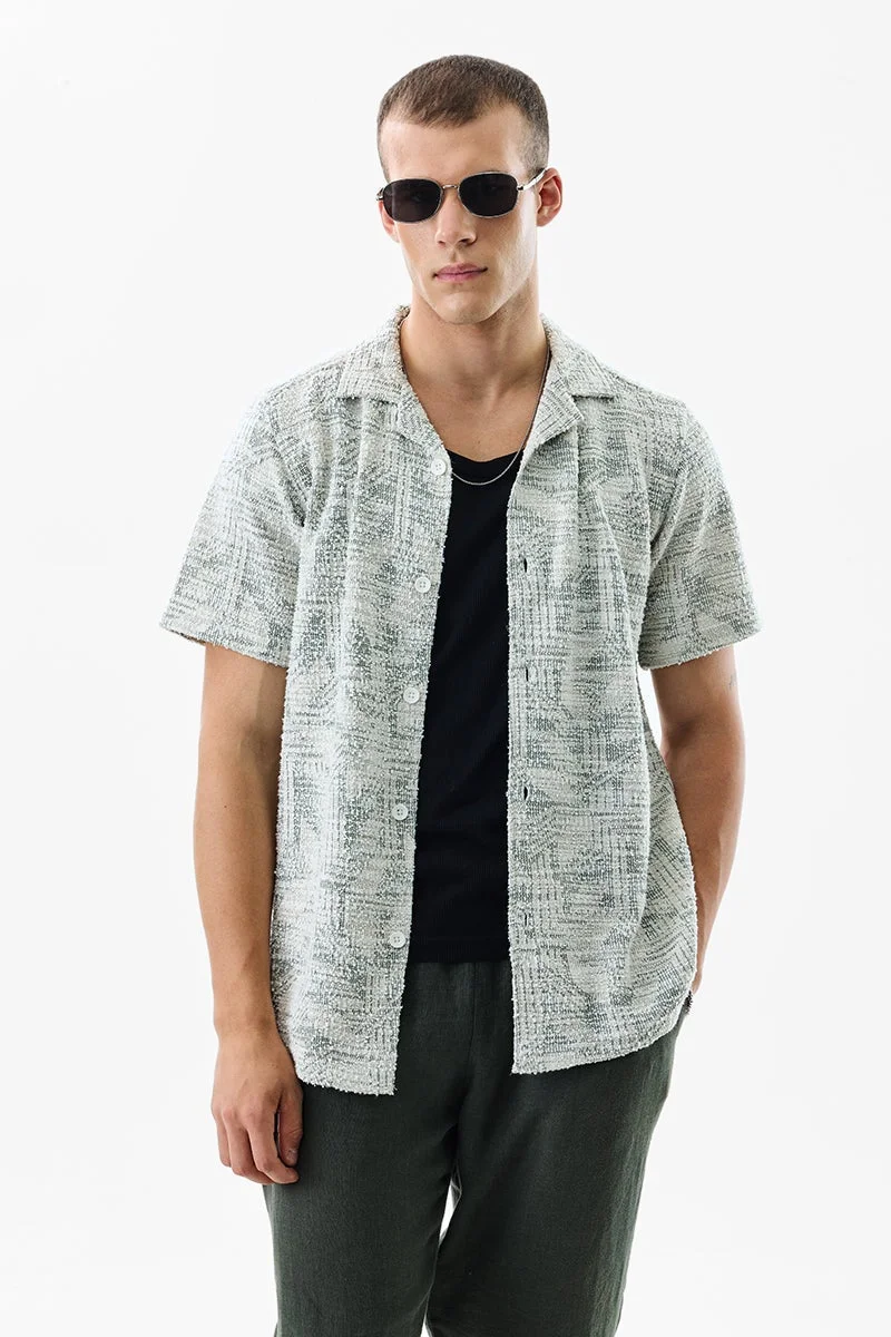 SNITCH Slim Fit Self-Design Light Green Shirt