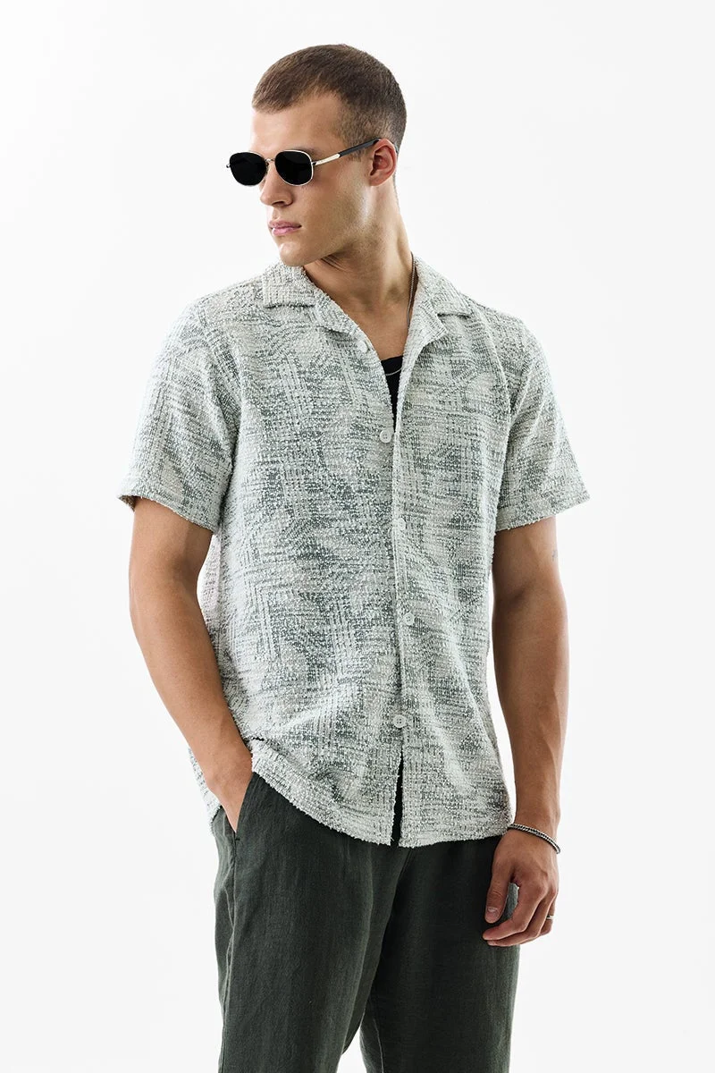 SNITCH Slim Fit Self-Design Light Green Shirt