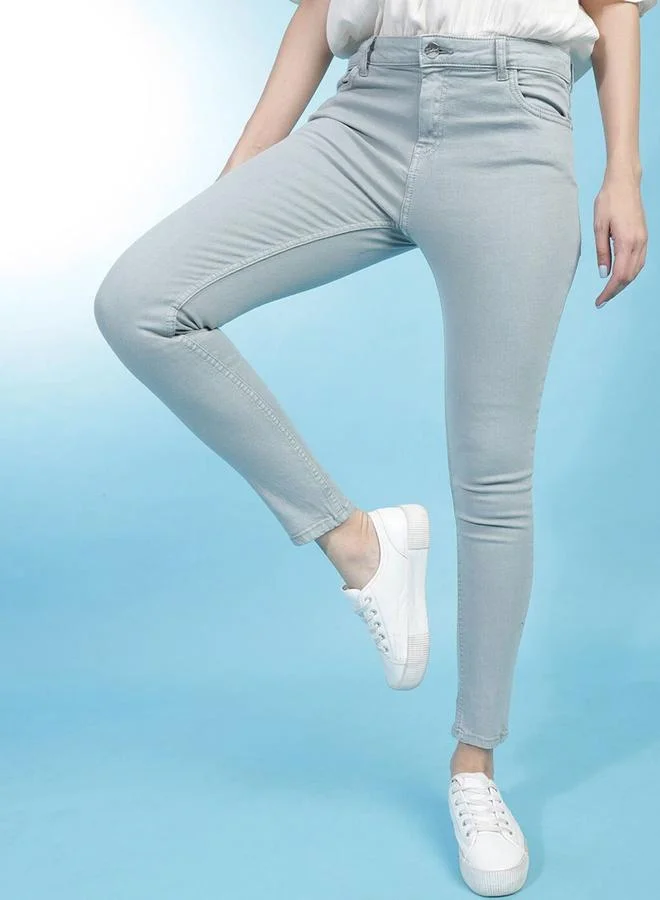 Freehand Freehand Women Green Skinny Fit Solid Jeans