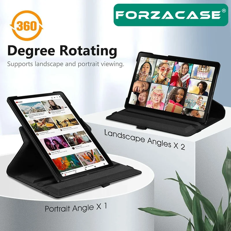 Forzacase Samsung Tab A9 8.7'' Compatible 360 ​​Degree Rotating Stand Case + Tempered Unbreakable Glass FC012