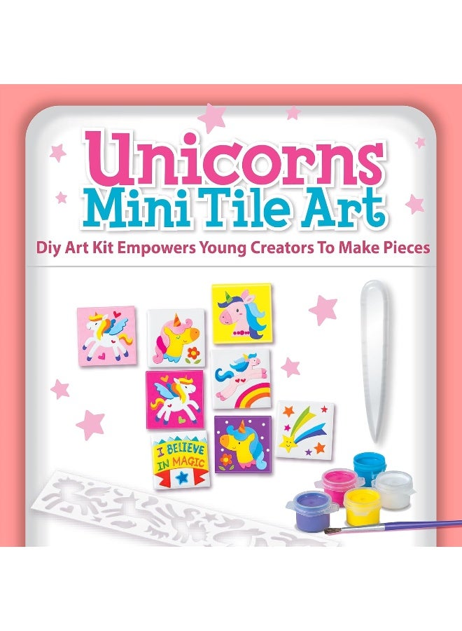 4m طقم فن البلاط المصغر 4M يونيكورن - زين بلاطات مغناطيسية خزفية على شكل يونيكورن بالطلاء والملصقات | مجموعة حرف يدوية إبداعية للأطفال من عمر 5 سنوات فما فوق | يصنع 6 بلاطات مصغرة للثلاجة أو عرض الجدار | 00‑04740 - Image 3