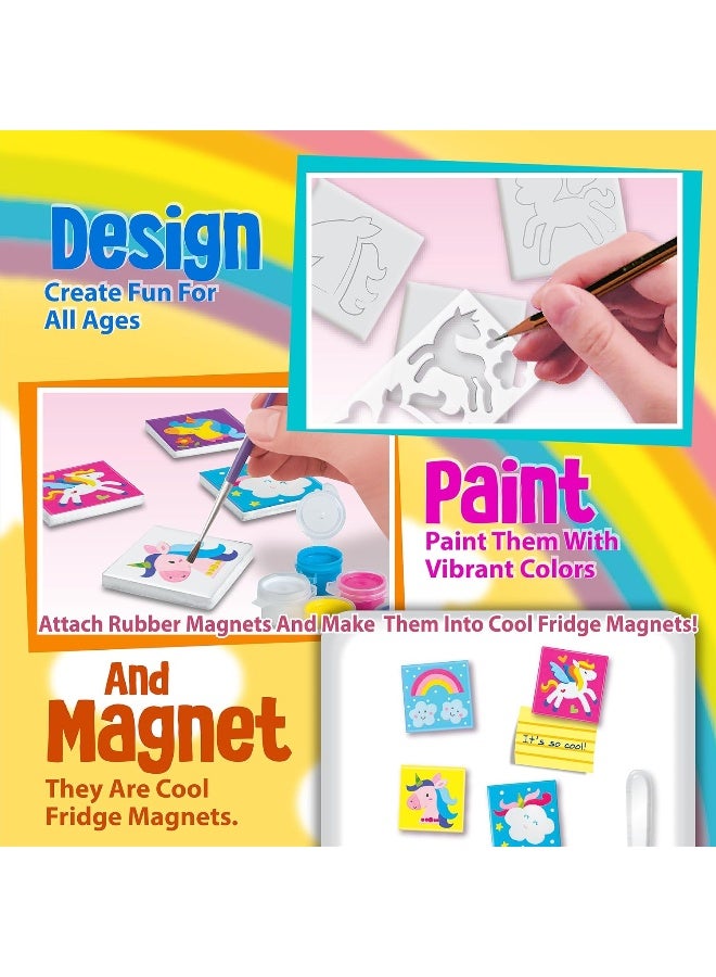 4m طقم فن البلاط المصغر 4M يونيكورن - زين بلاطات مغناطيسية خزفية على شكل يونيكورن بالطلاء والملصقات | مجموعة حرف يدوية إبداعية للأطفال من عمر 5 سنوات فما فوق | يصنع 6 بلاطات مصغرة للثلاجة أو عرض الجدار | 00‑04740 - Image 4
