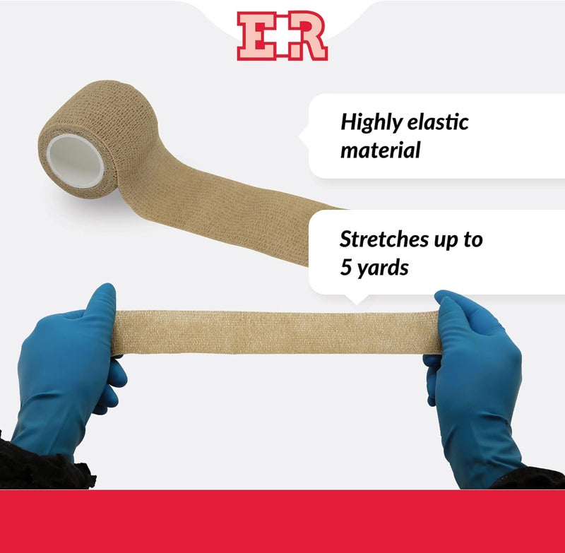 Ever Ready First Aid Self Adherent Cohesive Wrap Bandages 2 x 5 Yards for First Aid Sprains Swelling Sports Pets Tan  36 Count - Image 5