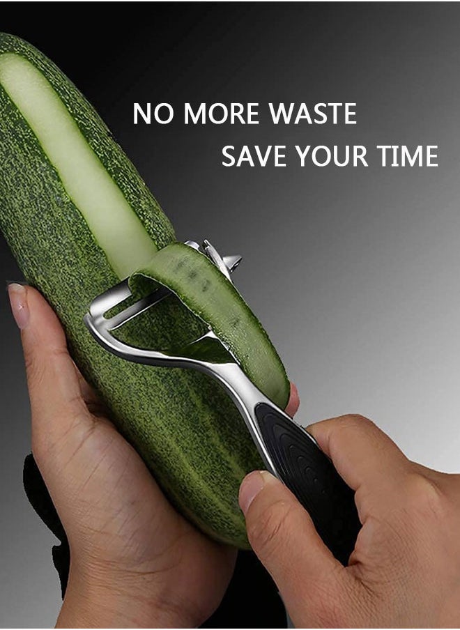 وهاواي 2pcs Vegetable Peeler for Kitchen, Fruit, Carrot, Veggie, Potatoes Peeler, Y-Shaped and I-Shaped Stainless-Steel Multi-Function Set Peelers, Non-Slip Handle & Sharp Blade  - Image 5