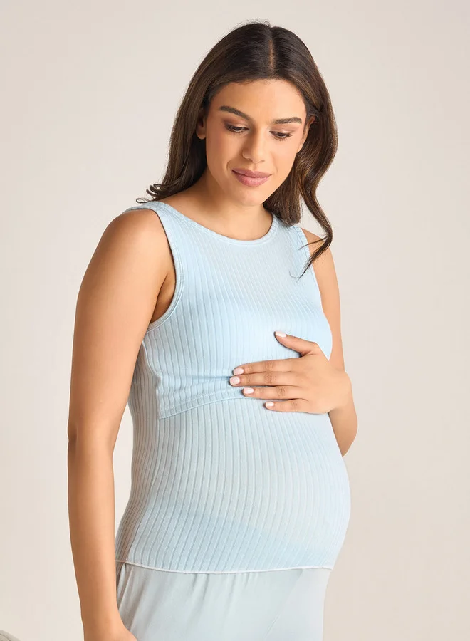 Splash FAV Ribbed Maternity Camisole with Round Neck