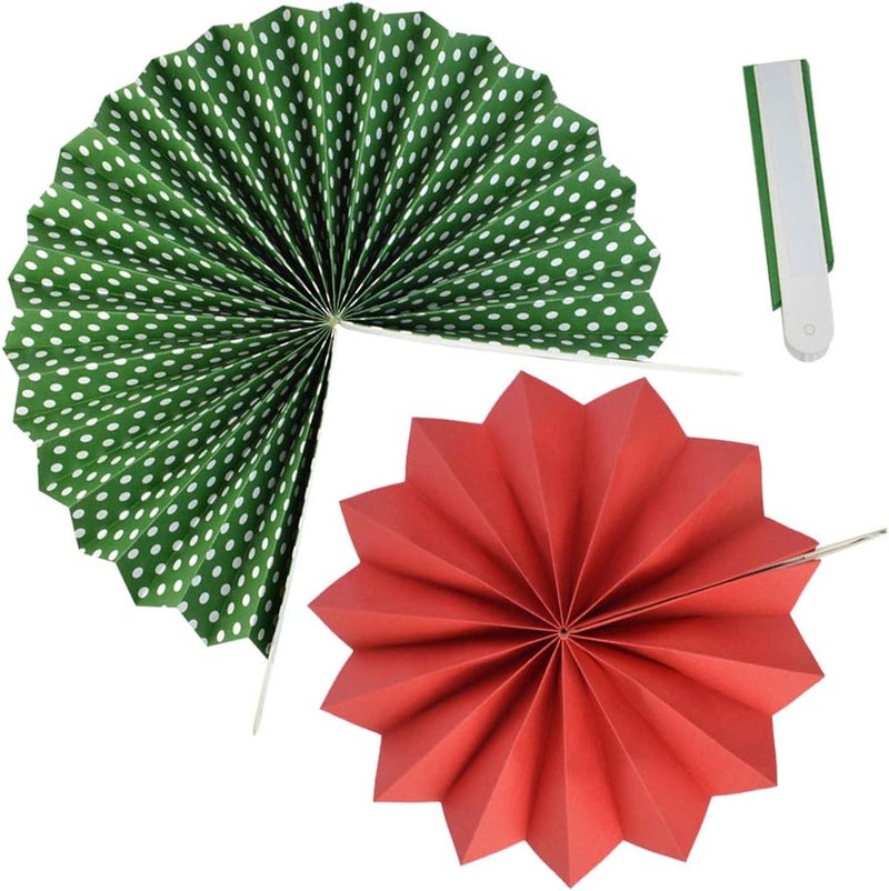 mifengda 18Pc Party Red and Green Paper Fans Merry Christmas Hanging Paper Fans Decorations, Round Folding Party Bulk for Christmas Decorations Winter Holiday Wedding Birthday - Image 4