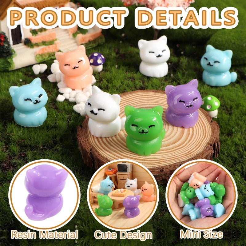 VICROIC 24 PCS Mini Resin Cats, Miniature Cat Figurines, Tiny Cute Cat Animals for Dollhouse, Aquarium, Cake Decorations, Fairy Garden Landscape, DIY Crafts (5 Colors) - Image 3
