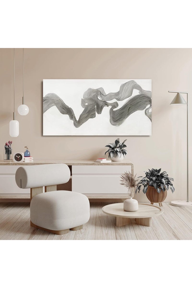 EMODA ALAYRA Abstract Gray and White Wall Art Modern Canvas wall artPainting (60x120 cm) - Image 3