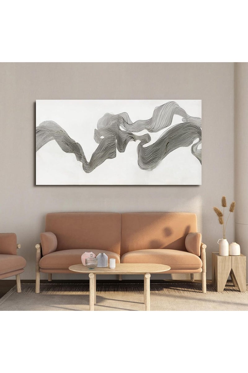 EMODA ALAYRA Abstract Gray and White Wall Art Modern Canvas wall artPainting (60x120 cm) - Image 2