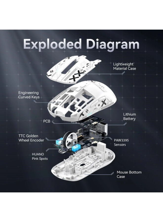 Attack Shark X6 Tri-Mode Wired/Wireless 2.4GHz/BT5.2Gaming Mouse with RGB Backlight Charging Base, 26K DPI, PAW3395 Optical Sensor Lightweight 49G - Image 2