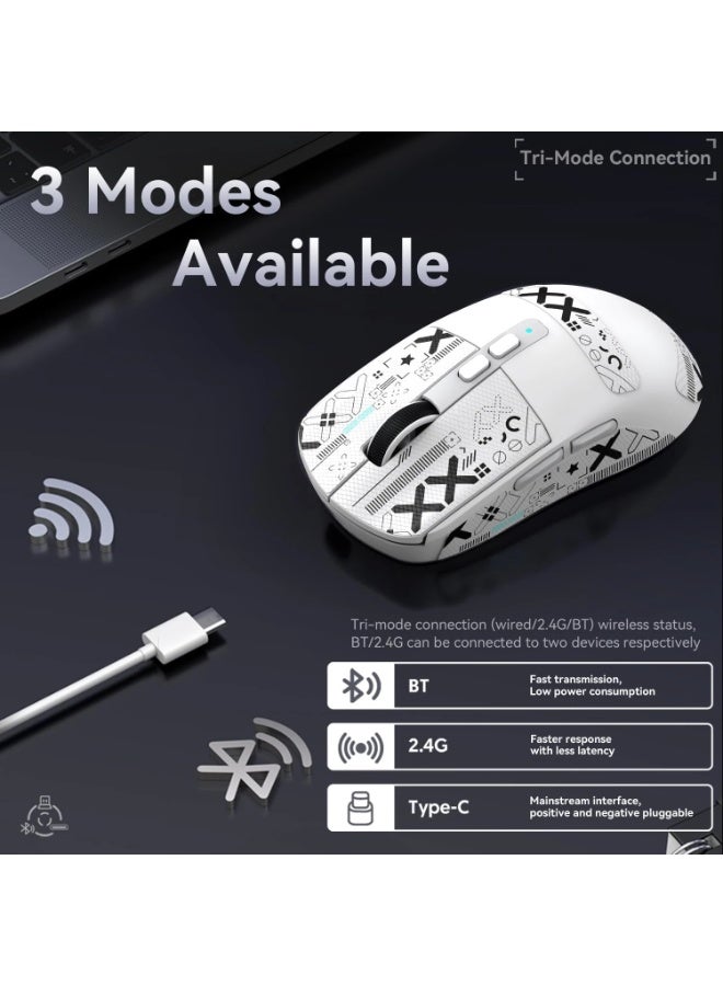 Attack Shark X6 Tri-Mode Wired/Wireless 2.4GHz/BT5.2Gaming Mouse with RGB Backlight Charging Base, 26K DPI, PAW3395 Optical Sensor Lightweight 49G - Image 4