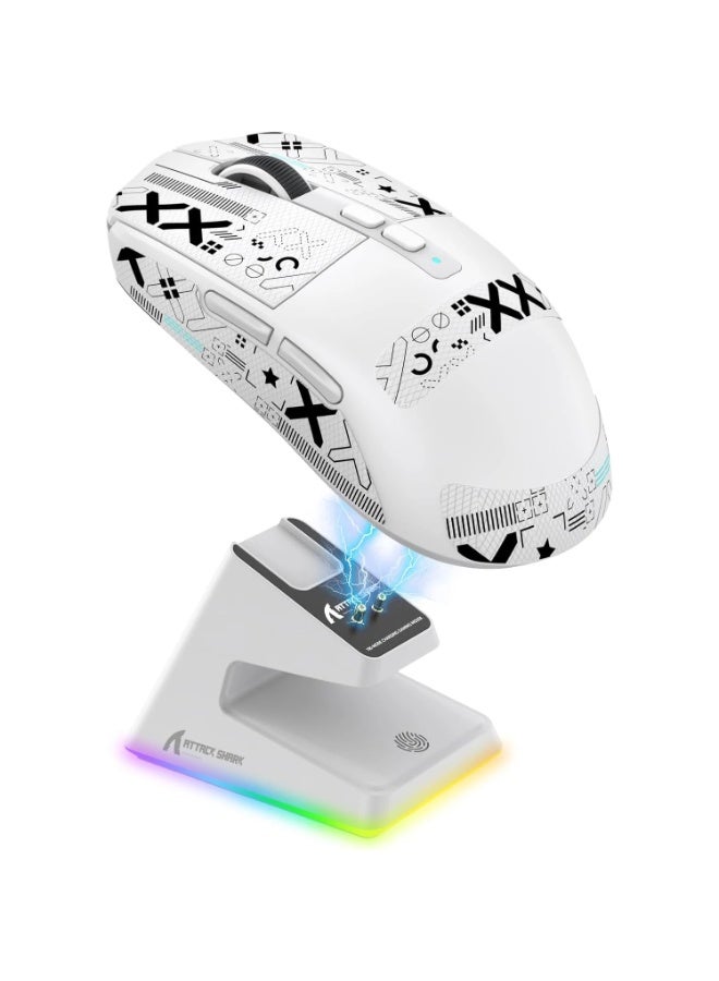 Attack Shark X6 Tri-Mode Wired/Wireless 2.4GHz/BT5.2Gaming Mouse with RGB Backlight Charging Base, 26K DPI, PAW3395 Optical Sensor Lightweight 49G - Image 1