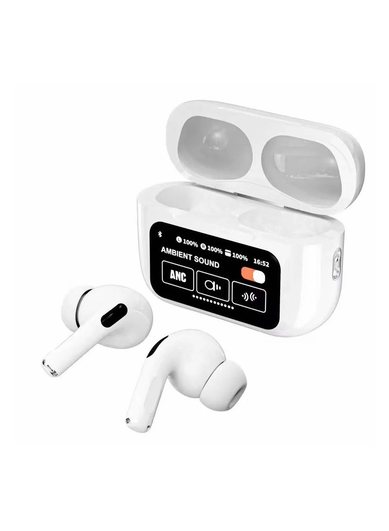 Bluetooth Headphones with Color Screen Wireless Earphones with Active Noise Cancelling White - Image 5