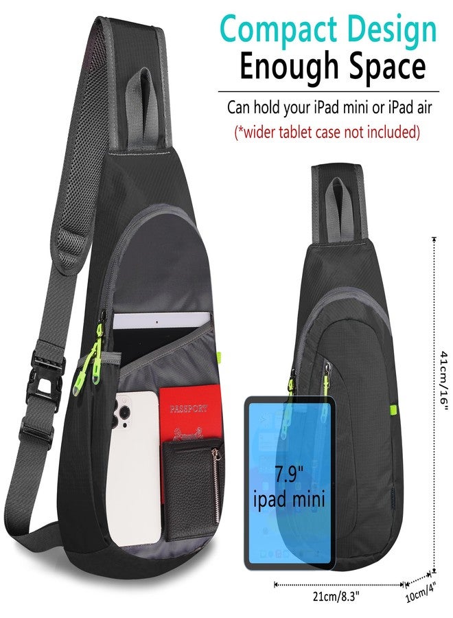 TITECOUGO Small Sling Bag, Lightweight Crossbody Backpack for Men Women, Shoulder Bag for Sports and Outdoor, Black, Crossbody - Image 3