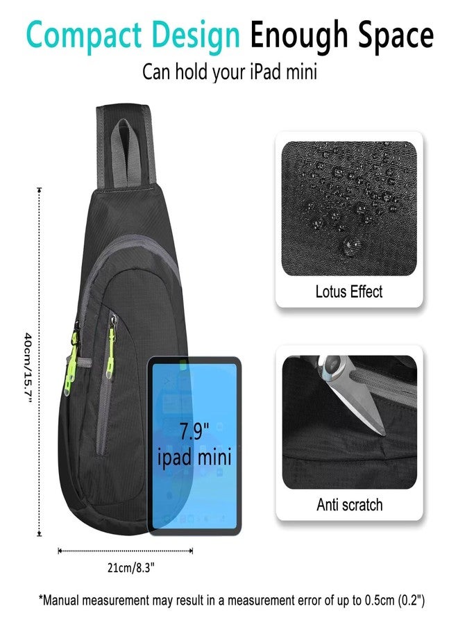 TITECOUGO Small Sling Bag, Lightweight Crossbody Backpack for Men Women, Shoulder Bag for Sports and Outdoor, Black, Crossbody - Image 4