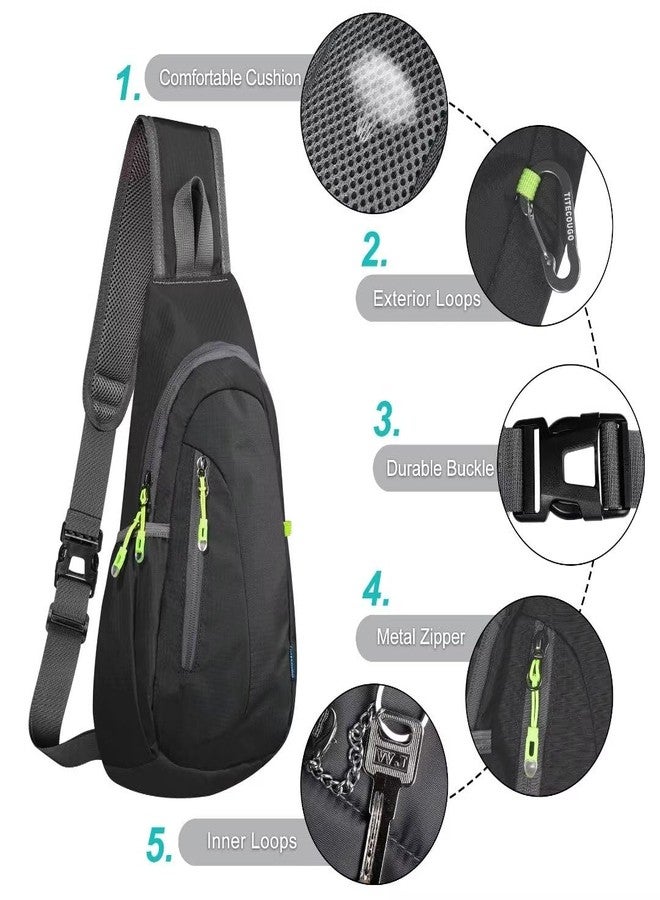 TITECOUGO Small Sling Bag, Lightweight Crossbody Backpack for Men Women, Shoulder Bag for Sports and Outdoor, Black, Crossbody - Image 5