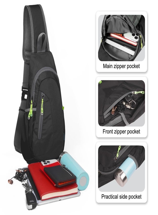 TITECOUGO Small Sling Bag, Lightweight Crossbody Backpack for Men Women, Shoulder Bag for Sports and Outdoor, Black, Crossbody - Image 2